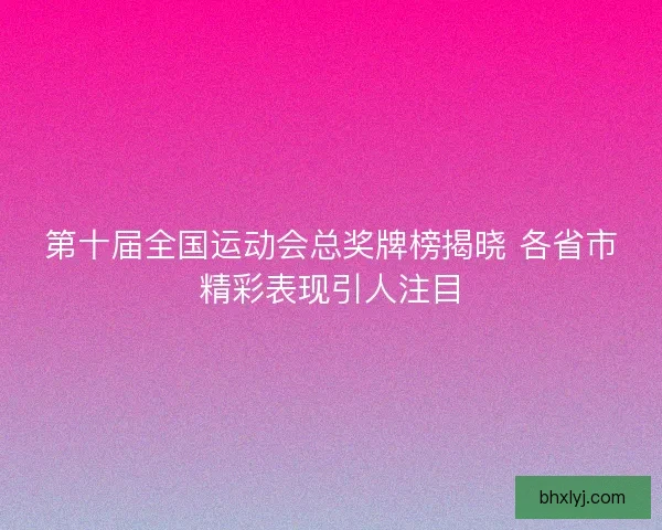 第十届全国运动会总奖牌榜揭晓 各省市精彩表现引人注目