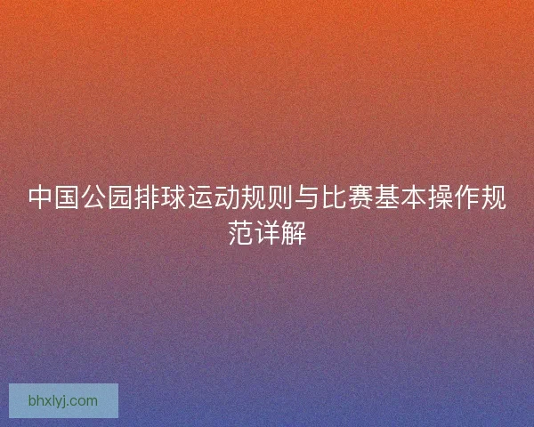 中国公园排球运动规则与比赛基本操作规范详解 中国公园排球运动规则与比赛基本操作规范详解